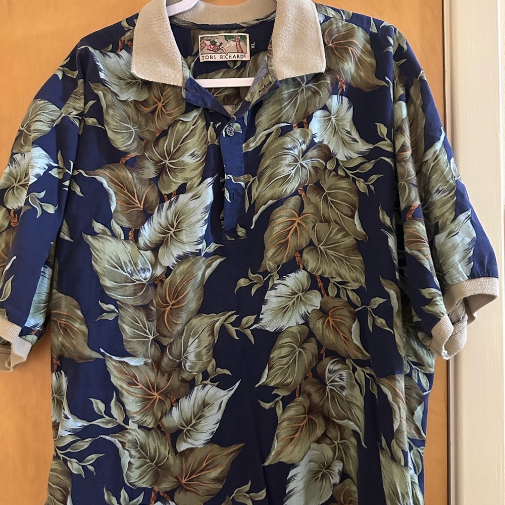 Vintage Tori Richard Hawaiian Shirt XL Leaf Print Made in Hawaii